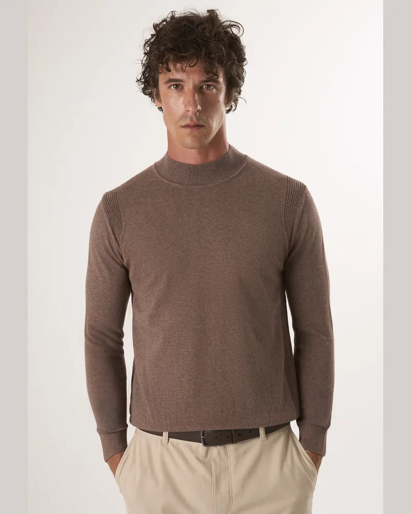 Felix Hardy Pullover Halber Rollkragenpullover Braun