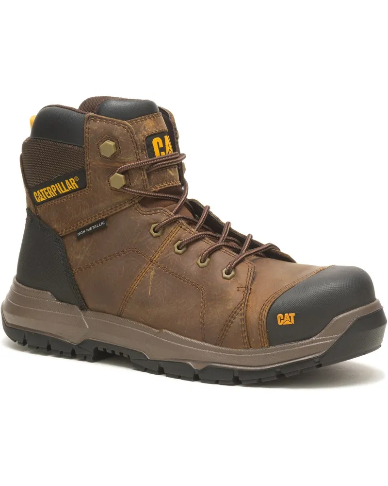 Caterpillar Footwear Crossrail 2.0 Leder Pyramid Weitpassform Sicherheitsstiefel Braun