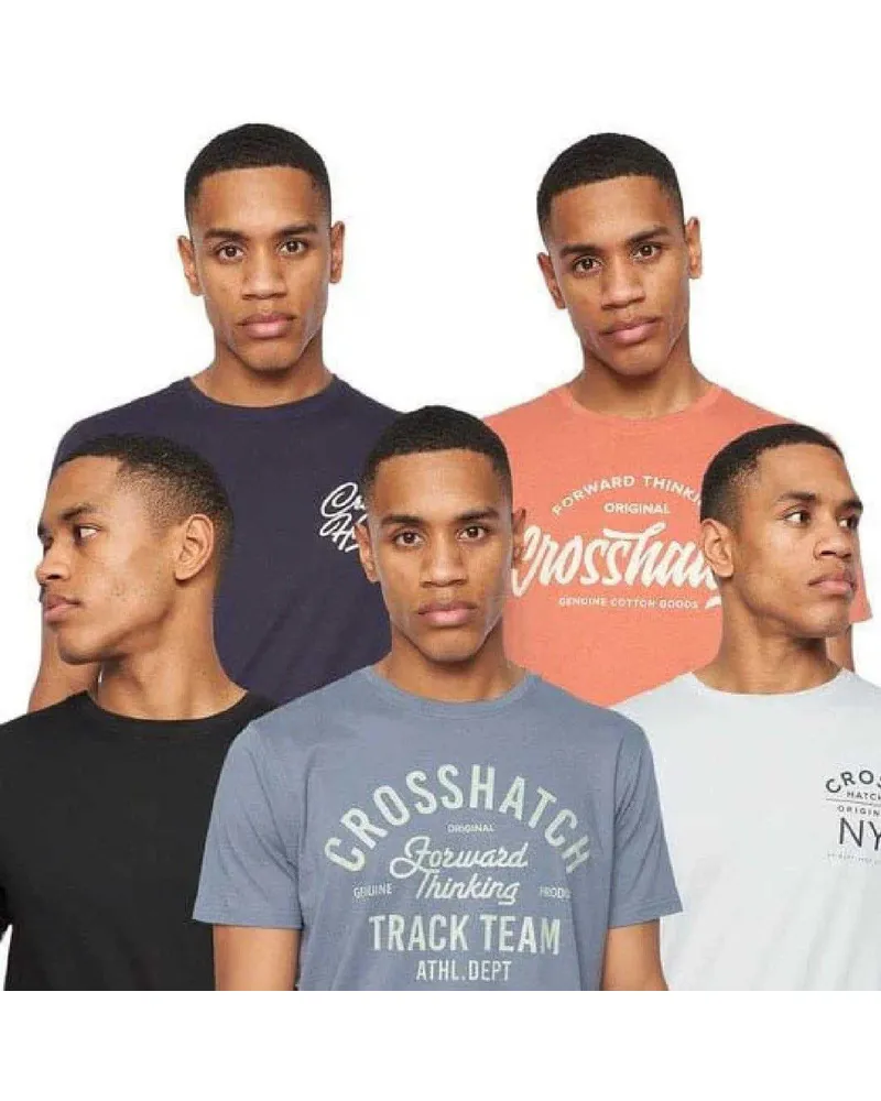CrossHatch Brandax" T-Shirt für Herren (5er-Pack) (Marine/Orange/Schwarz/Grau meliert/Grau meliert/Weiß/Weiß Marineblau