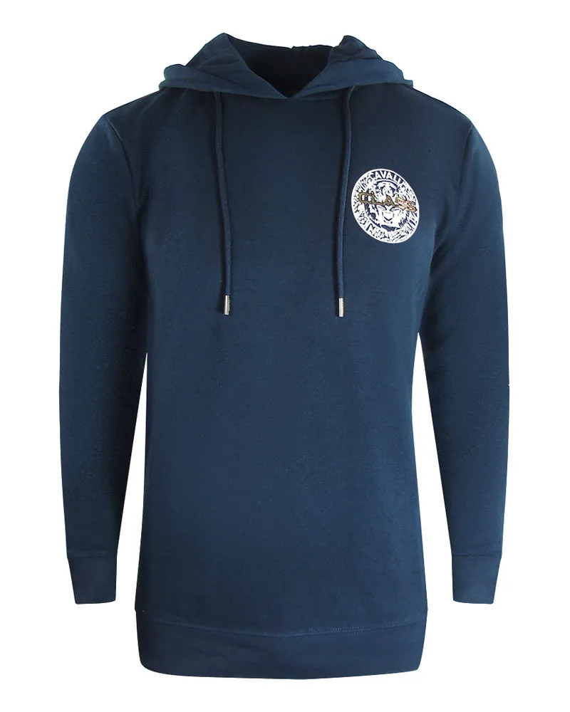 Roberto Cavalli Kapuzenpullover in Marineblau mit grossem Kreis-Design Marineblau
