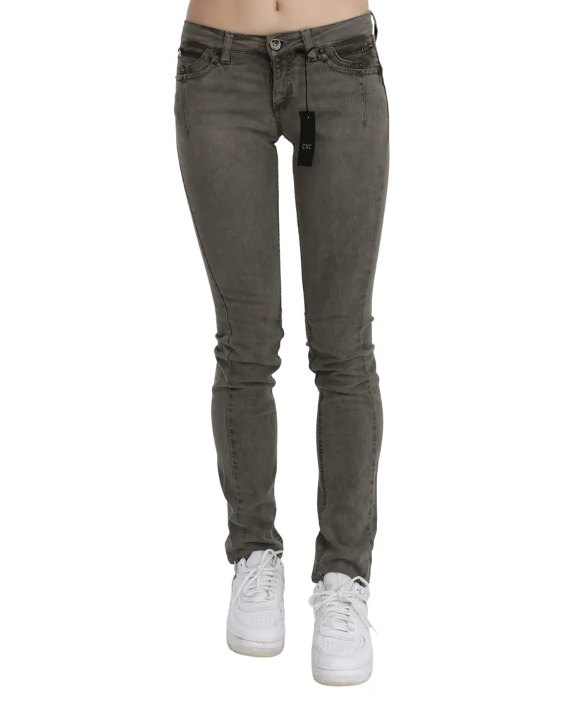 CoSTUME NATIONAL Jean skinny en coton Denim gris à taille basse pour femme Schwarz