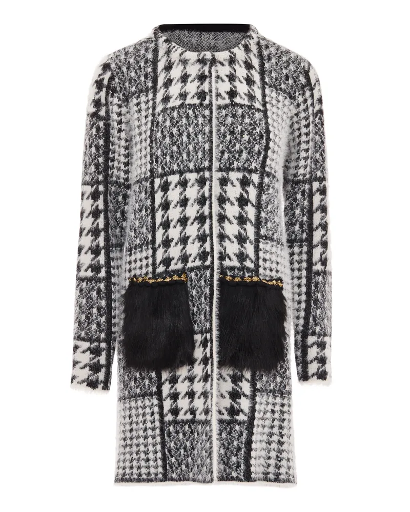 FAINA Strickjacke Damen wollweiß schwarz Schwarz
