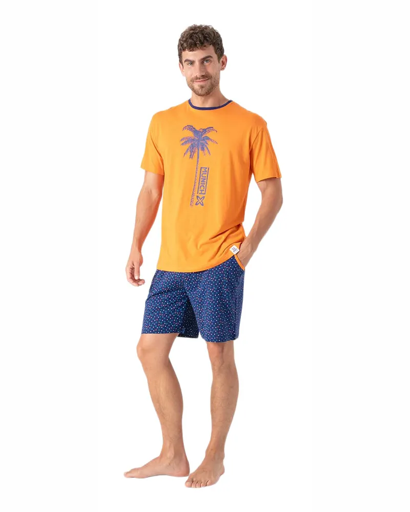 MUNICH Herren Sommer Kurzpyjamas MU9 Orange