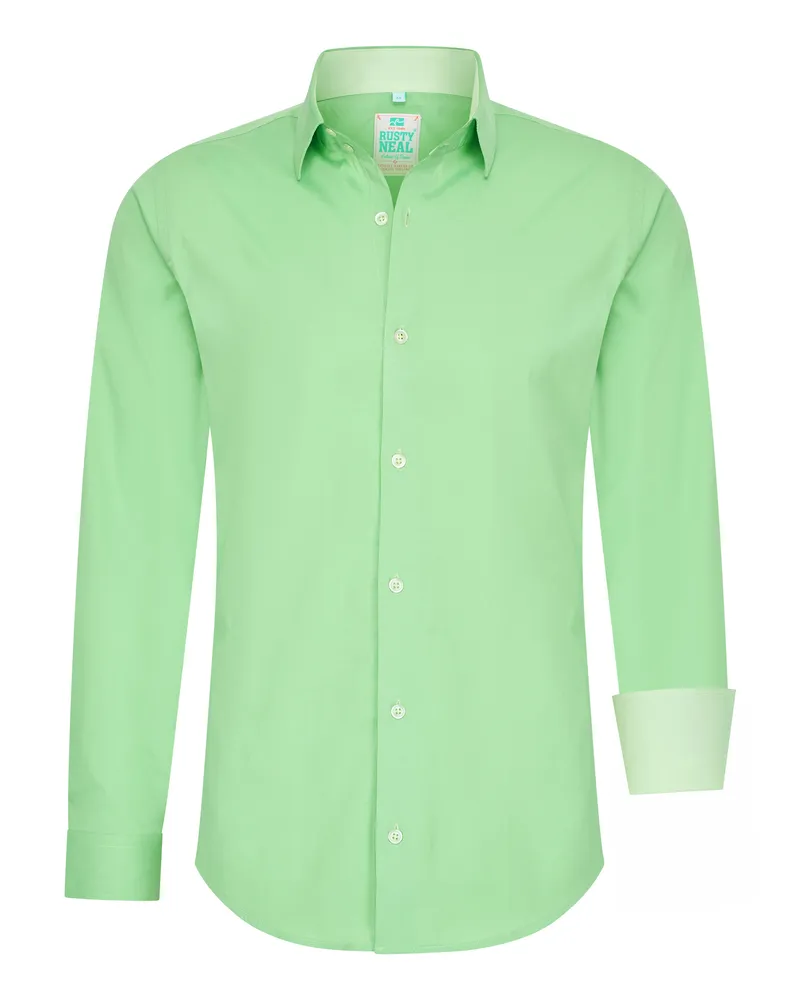 Rusty Neal Pastell Hemd S - 6XL Slim Fit Cotton-Stretch Oliv