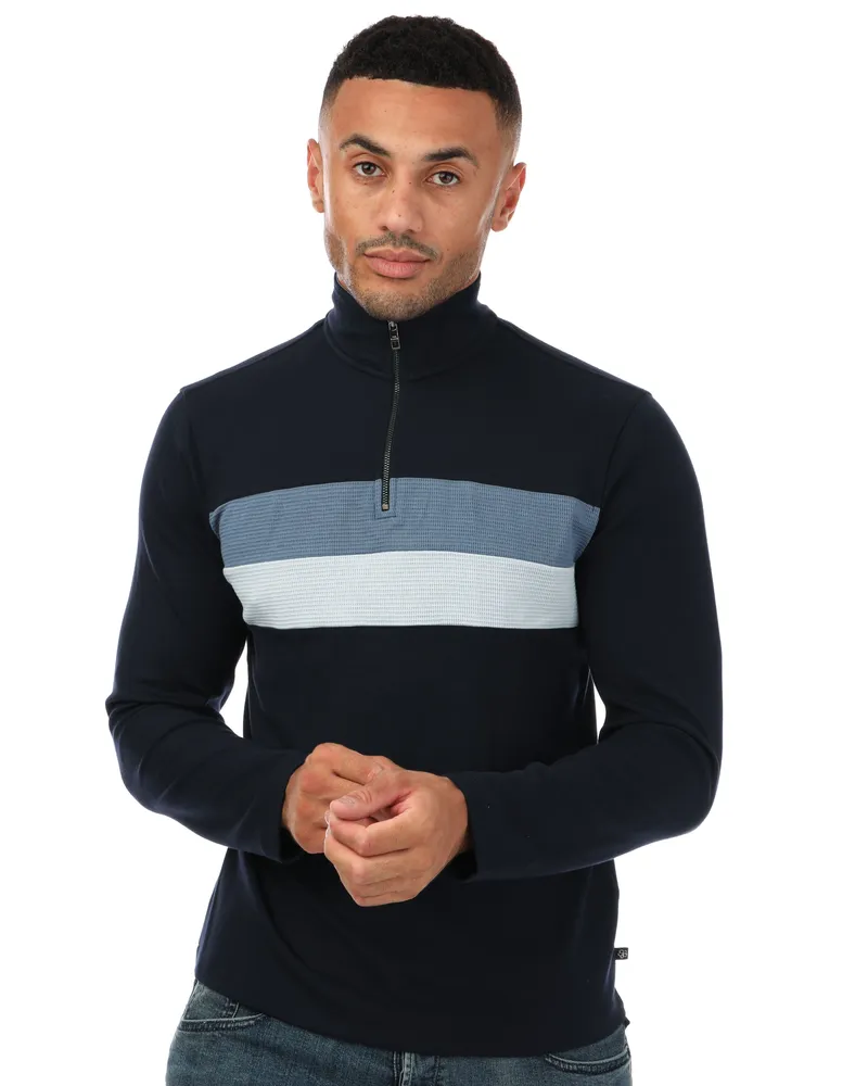 Ted Baker Sweat Veller Slim demi zip  Pour Homme en Bleu Marine Marineblau