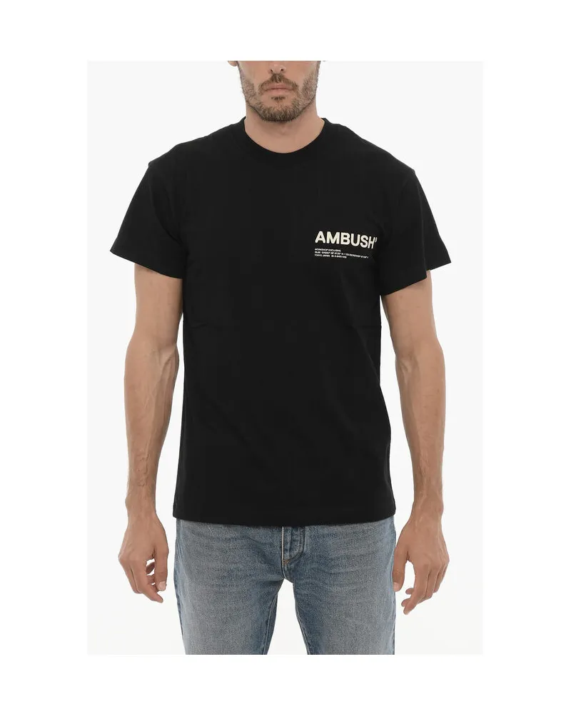 AMBUSH Baumwolljersey-T-Shirt mit Rundhalsausschnitt und Kontrastdruck - Schwarz Schwarz