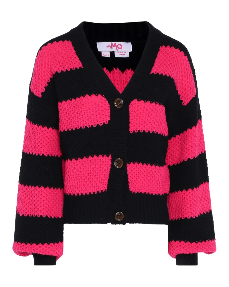 My Mo Strickjacke Damen schwarz rosa Schwarz