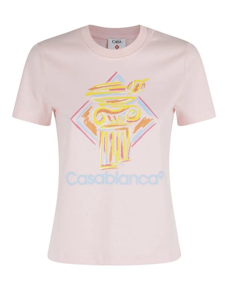 Casablanca Paris Diamond Column Pinke T-shirts Rosa