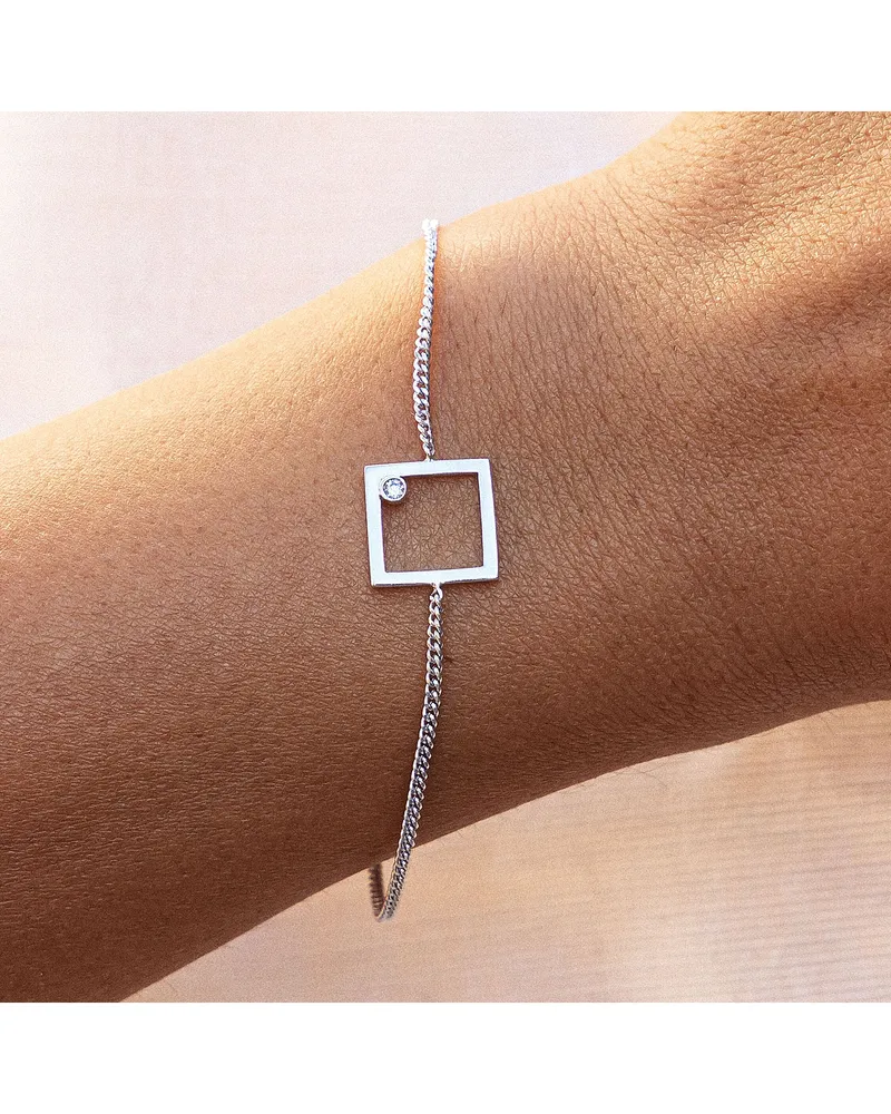 cai Armband 925 Sterling Silber rhodiniert Rechteck Zirkonia Silber