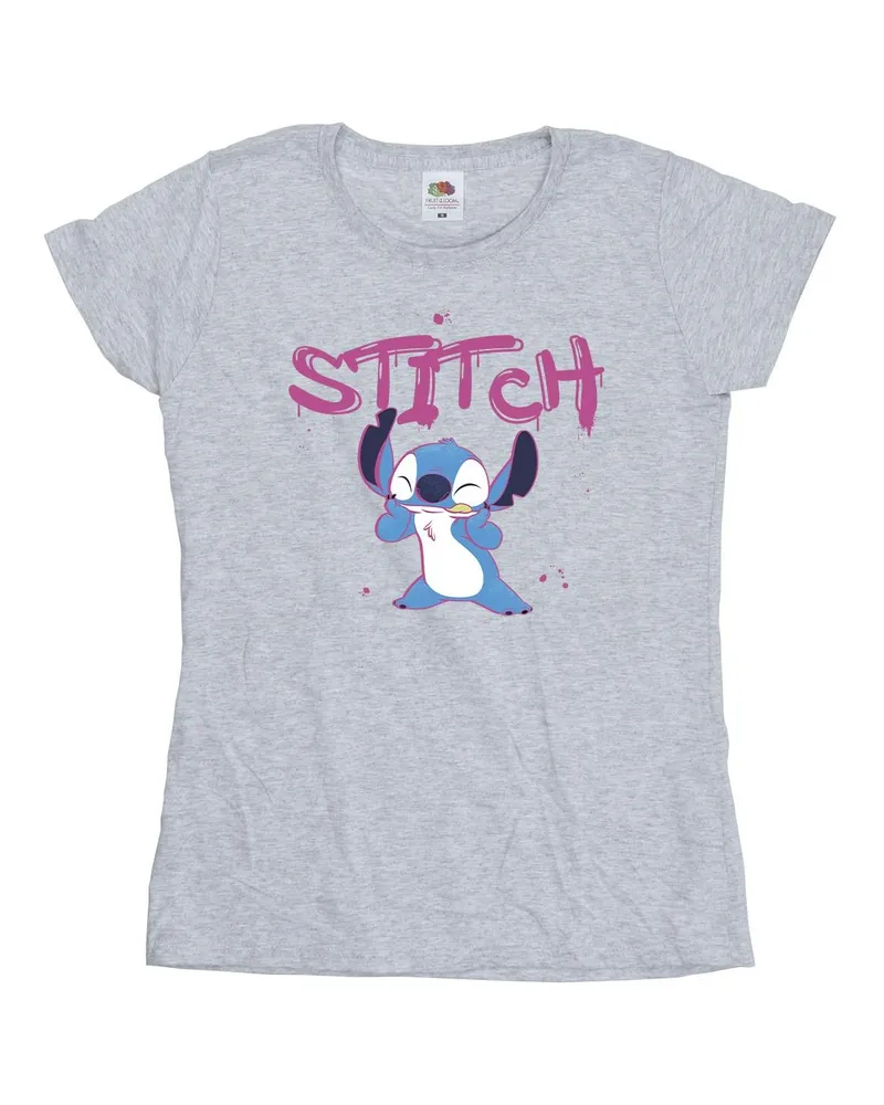 Disney Lilo And Stitch Graffiti" T-Shirt für Damen (Grau Hellgrau