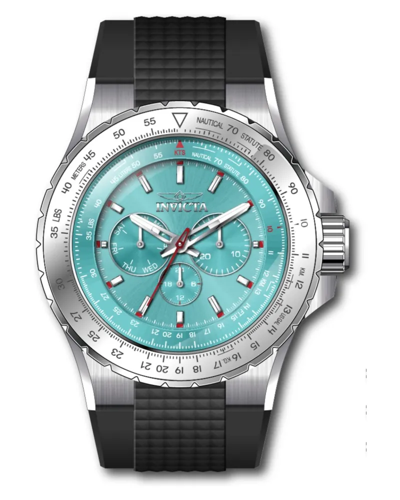 Invicta Aviator 50963 Herrenuhr - Quarzwerk - Edelstahl mit blauem Zifferblatt - 50 mm Silber