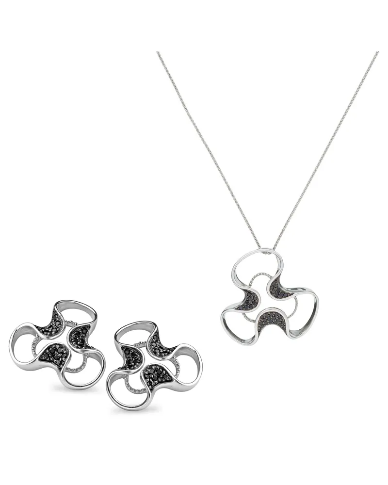 Orphelia Damen 925 Sterling Silber Set: Kettenanhänger + Ohrringe - Silber SET-5032 Silber