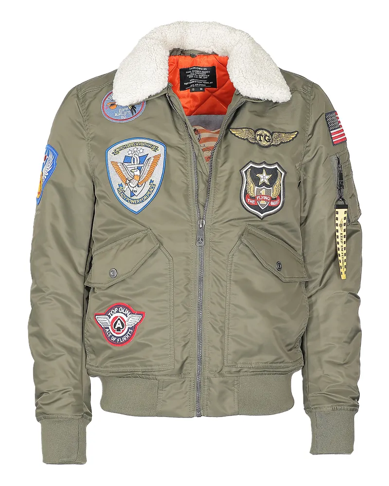 Top Gun Bomberjacke TG23005 mit Kunstfellkragen Oliv