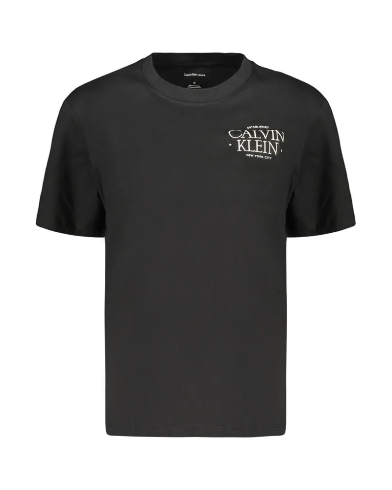 Calvin Klein Schwarzes Baumwoll Damen-T-Shirt Schwarz