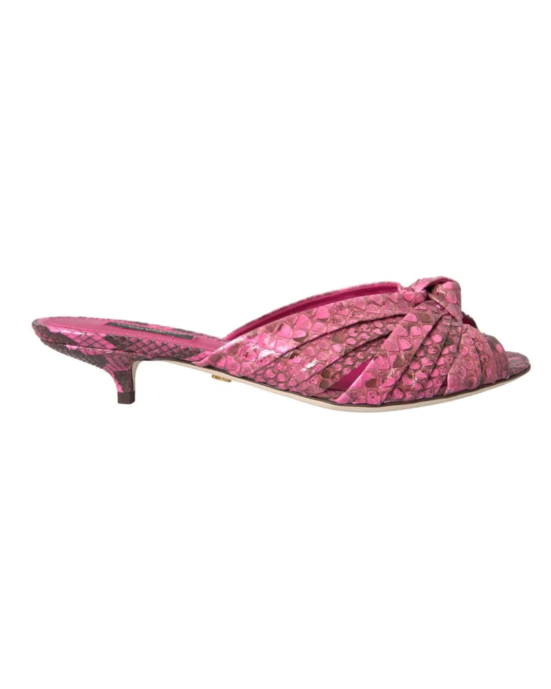 Dolce & Gabbana Pink Exotic Leather Kitten-Heels Slides Schuhe - Rosa Rosa