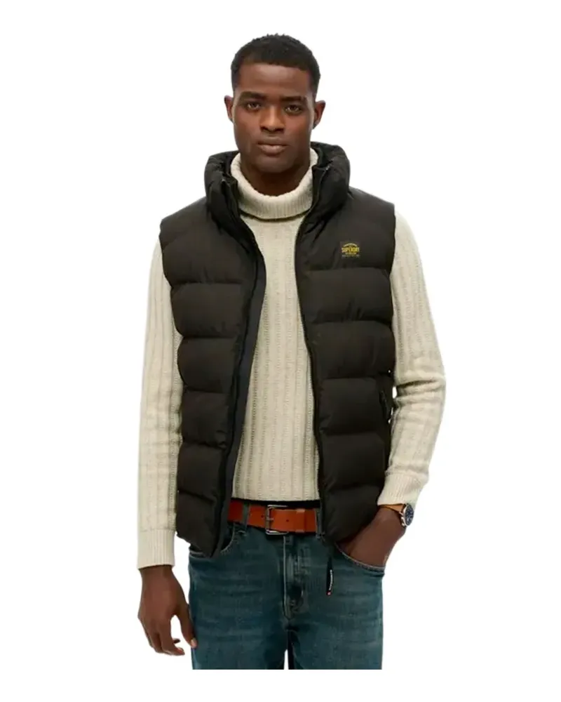 Superdry. Herren Essential ärmellose Steppjacke Schwarz