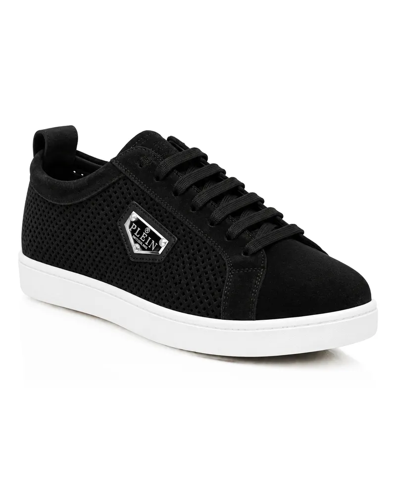 Philipp Plein Perforated Suede Low-Top Sneakers Schwarz