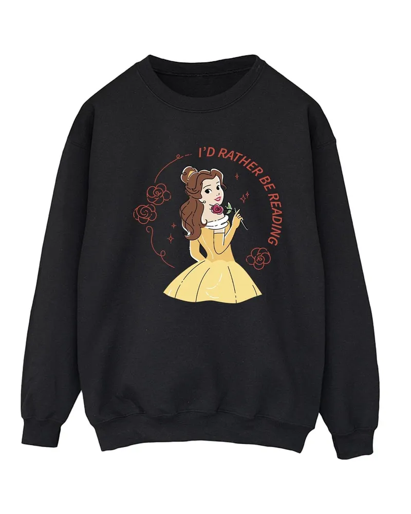 Disney Beauty And The Beast I'd Rather Be Reading" Sweatshirt für Damen (Schwarz Schwarz