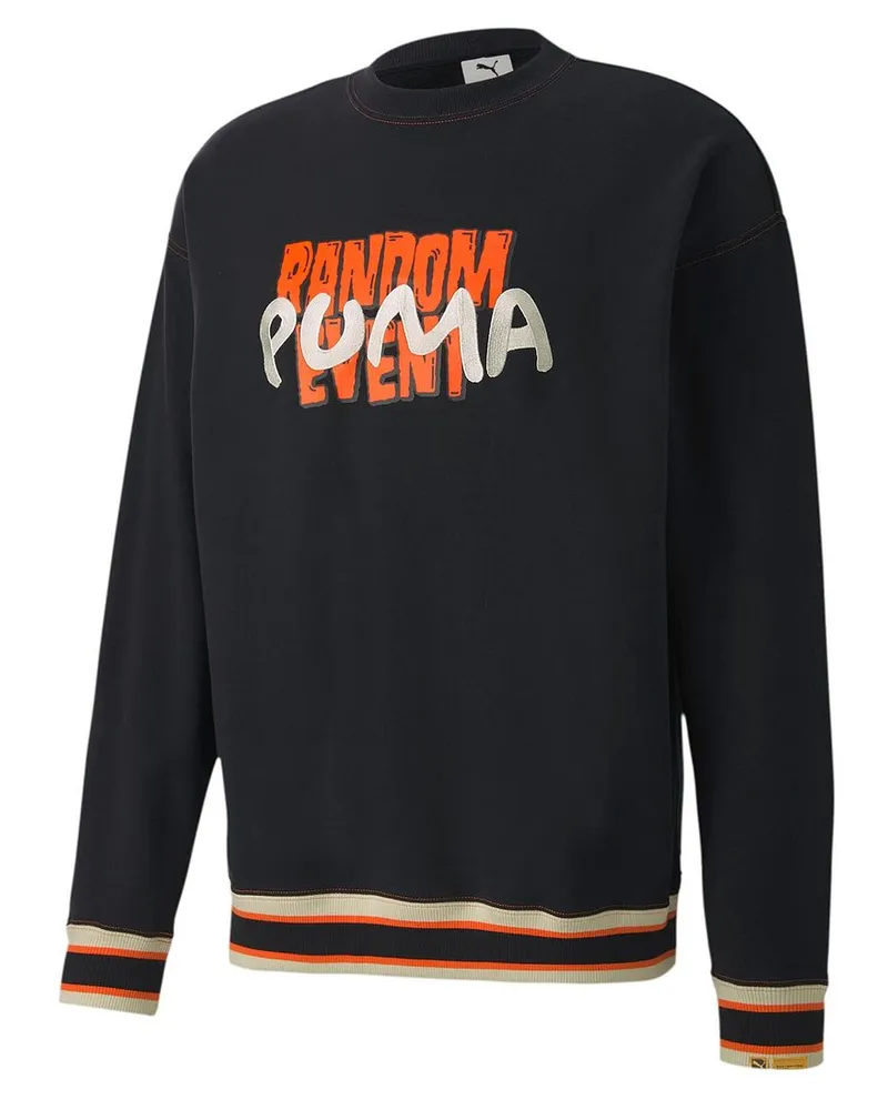 Puma x Rdet Randomevent Langarm Crew Hals Herren Schwarze Pullover 596663 01 Schwarz