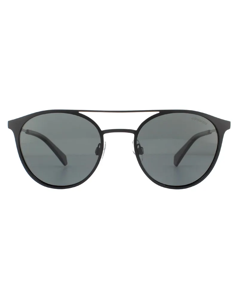 Polaroid Runde Unisex Schwarz Grau Polarisierte Sonnenbrille Schwarz