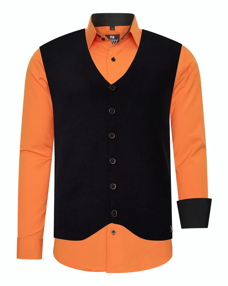 Rusty Neal Hemd mit Weste 2-teilig Orange