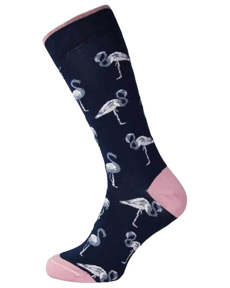 Ted Baker London – Blaue Herrensocken mit All Over Bird-Print Mehrfarbig