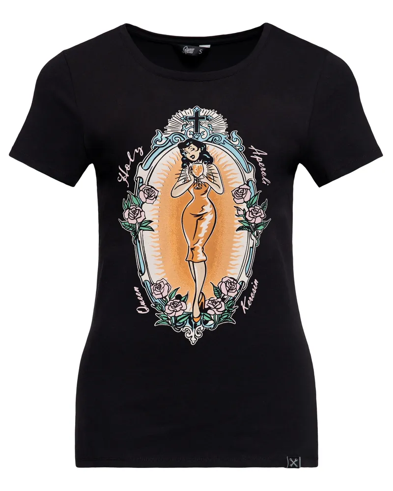 Queen Kerosin Damen-T-Shirt "Holy Aperoli" - Schwarz Schwarz