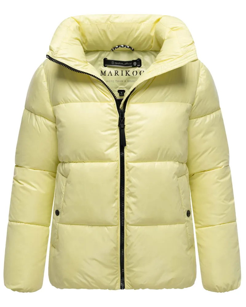 Marikoo Damen Winterjacke Hazalee im Puffer-Stil mit glänzender Optik Gelb