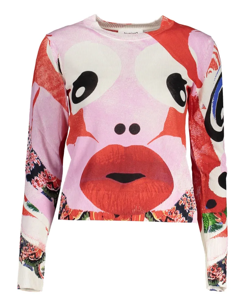 Desigual Abstract Face Strickpullover Rosa