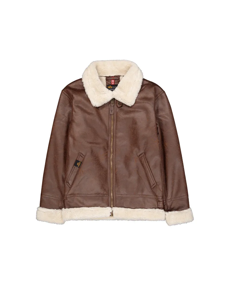 Alpha Industries B-3 Faux Leather Bomber Jacket Braun
