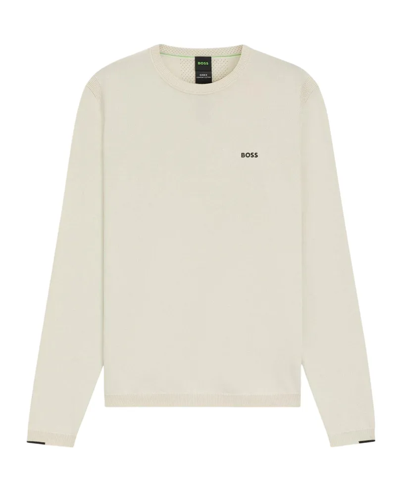 HUGO BOSS Pullover für Herren, Rundhalsausschnitt (Weiß Weiß