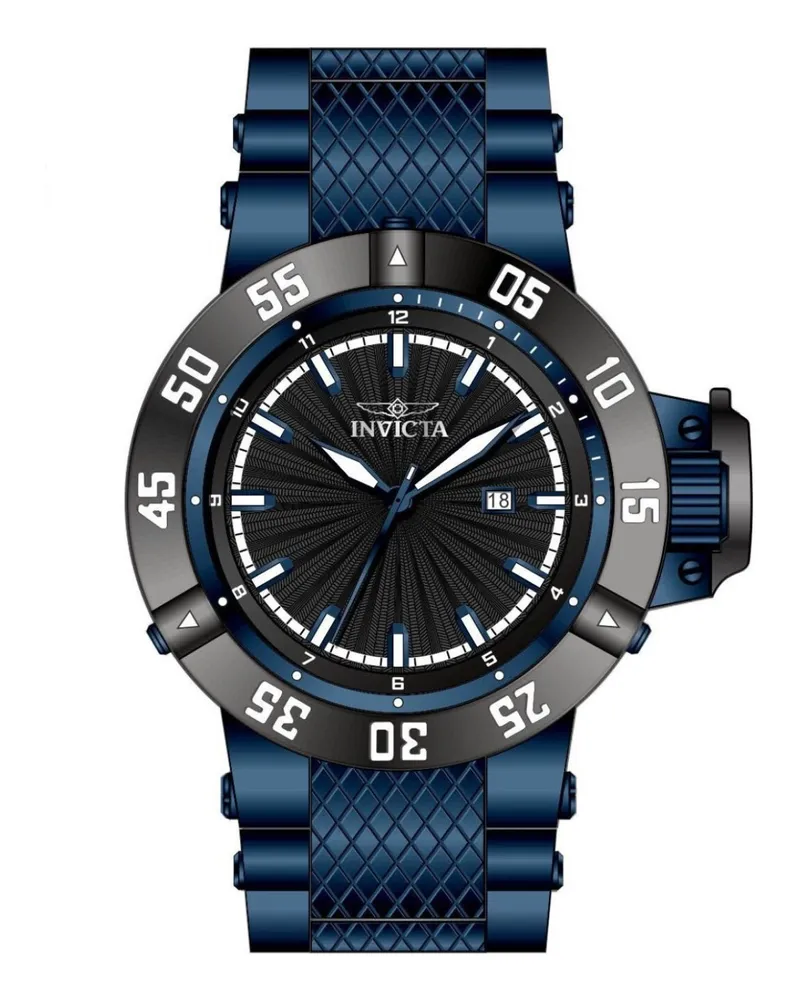 Invicta Subaqua 50795 Herrenuhr - Quarzwerk - Edelstahl mit schwarzem Zifferblatt - 50 mm Blau