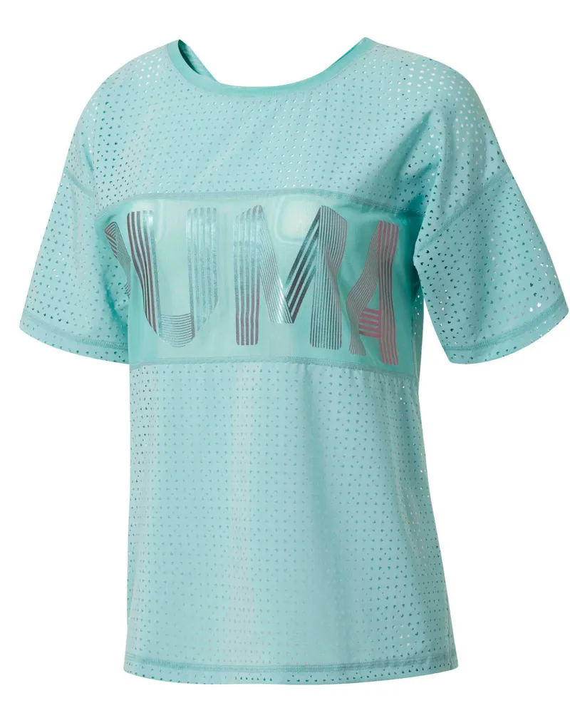 Puma Big Cat Drapey Womens T-Shirt T-Shirt Kurzärmeled Top 517117 03 UA95 Blau