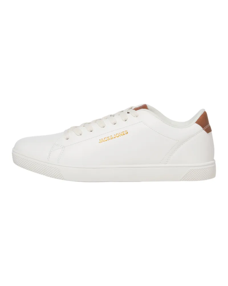 Jack & Jones Herren-Turnschuhe von der Marke . Der Schuh ist aus hochwertigem Kunstleder gefertigt.  Marke: Jack & JonesModellname: BossKategorie: HerrenschuheMaterialien: KunstlederFarbe: weiß, cognac Weiß