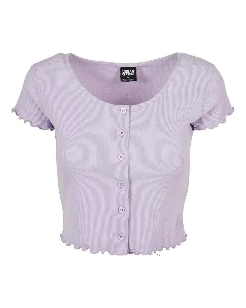 Urban Classics Kurzes Top Button-Down-Kragen für Damen (Flieder Lila