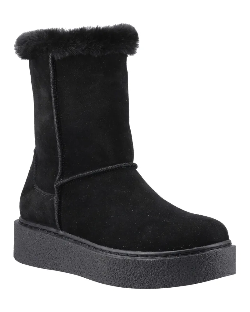 Hush Puppies Becca Mid Wildleder Damenstiefel Schwarz Schwarz