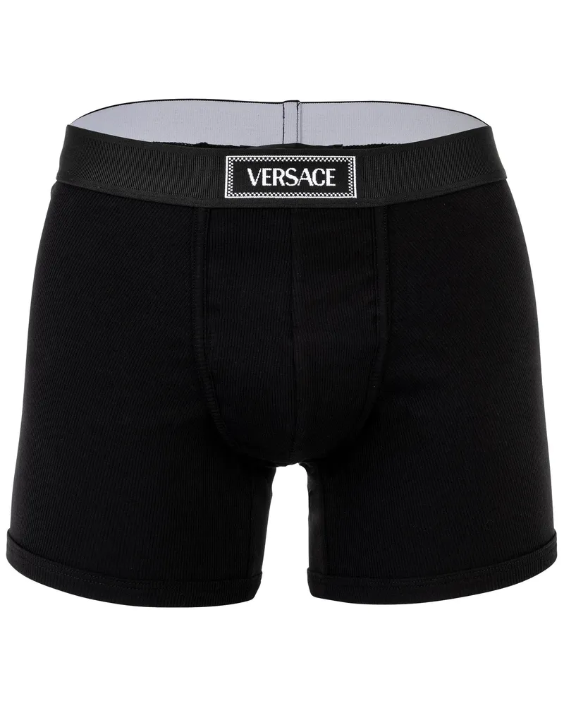 Versace Trunk Tex Ribbed Cotton Boxershort Schwarz