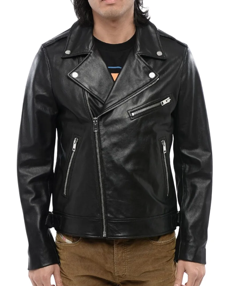 Diesel garrett-r - Schwarze Lederjacke Schwarz