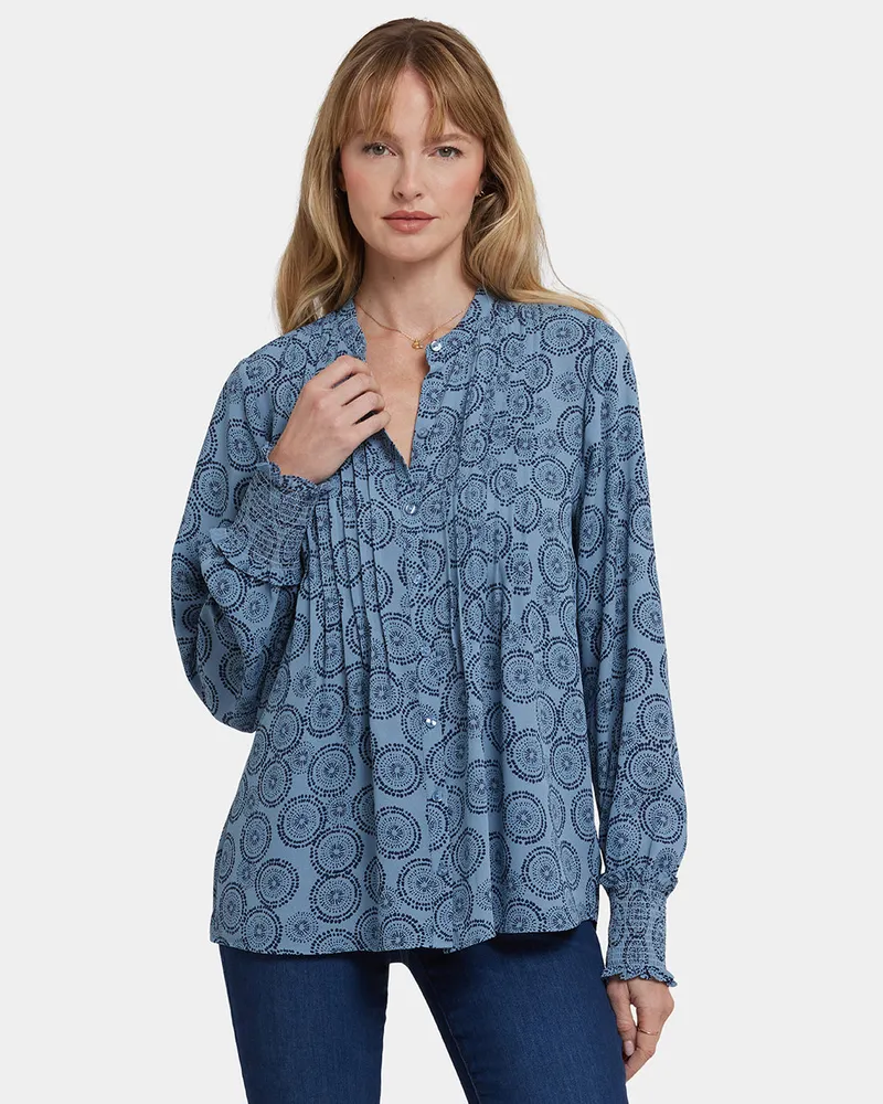 NYDJ not your daughter's Jeans  Faltige Bauernbluse | Regen Garten Mehrfarbig