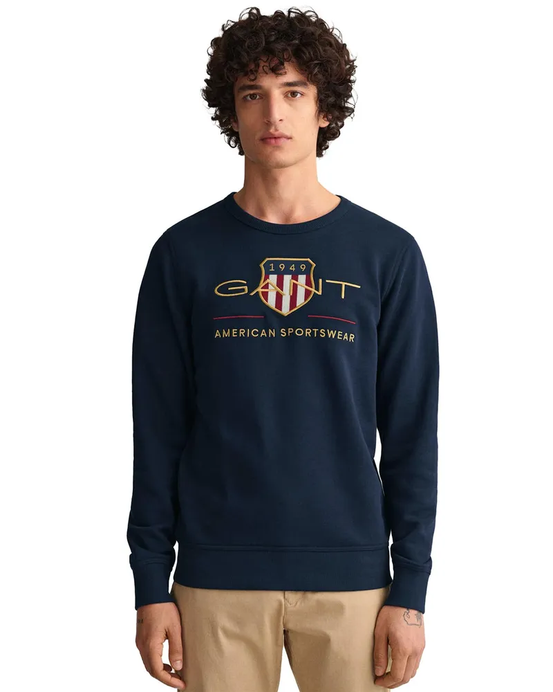 Gant Herren Archiv Schild Rundhalsausschnitt Sweatshirt Marineblau