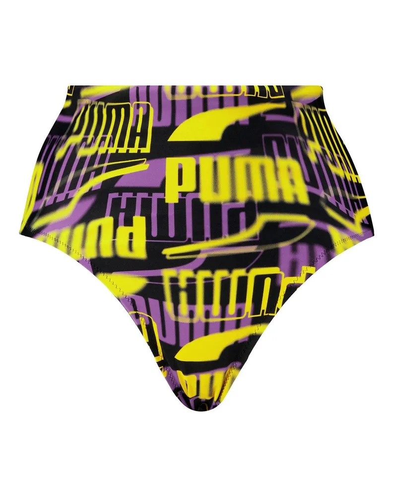 Puma Bikinihöschen für Damen, Hoch geschnitten (Schwarz Schwarz