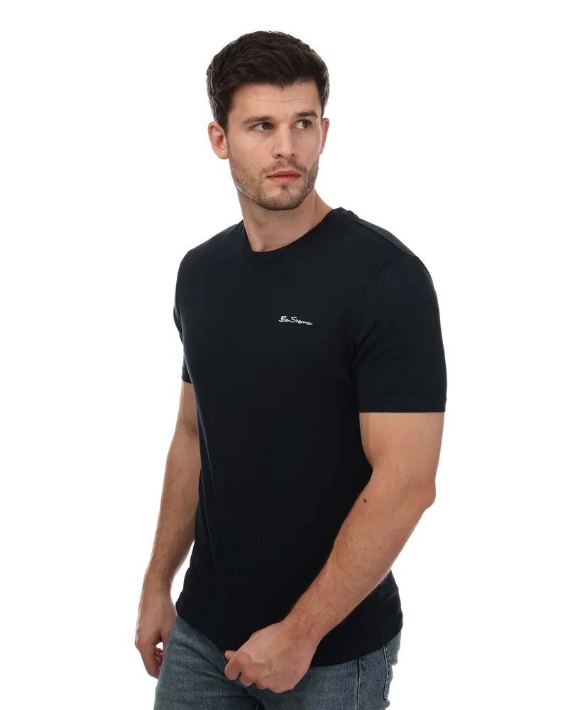 Ben Sherman T-Shirt Script Logo  Pour Homme en Bleu Marine Marineblau