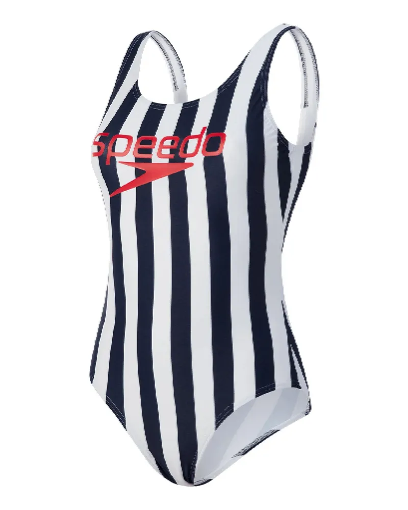 Speedo Ice Cream U-Back Marineblau/Weiß Damen Badeanzug Weiß