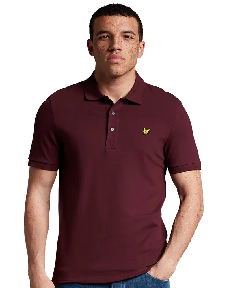 Lyle & Scott Einfarbiges Poloshirt in Burgund Bordeaux