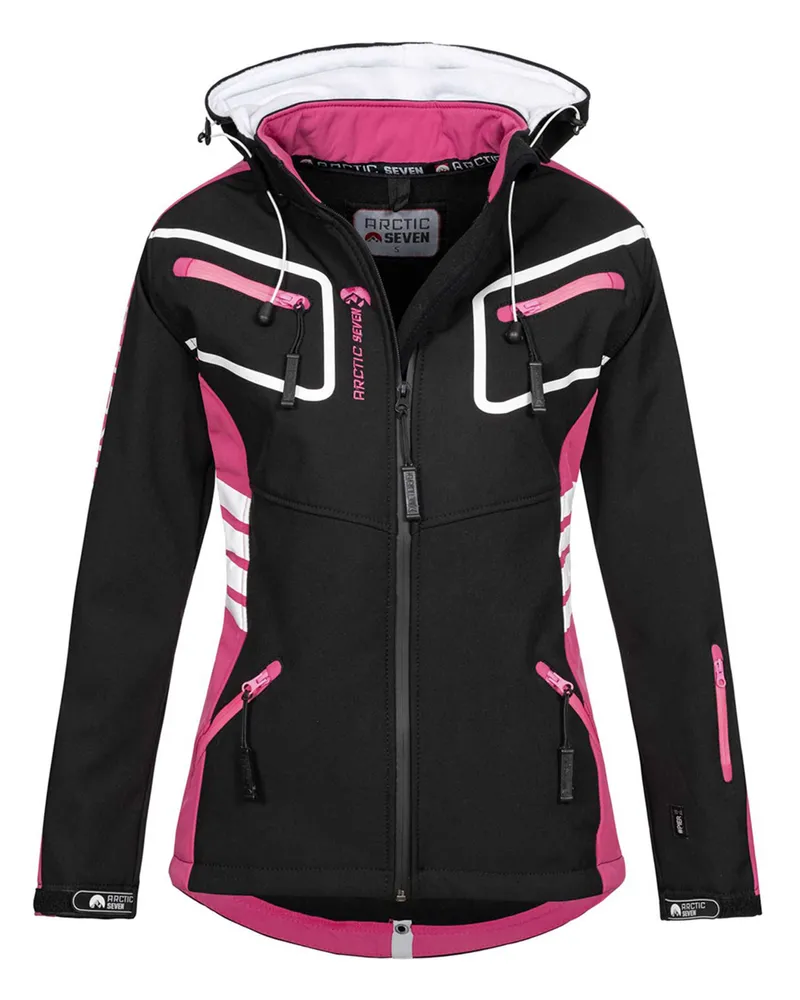 Arctic Seven Damen Softshell Jacken Schwarz-Rosa Schwarz