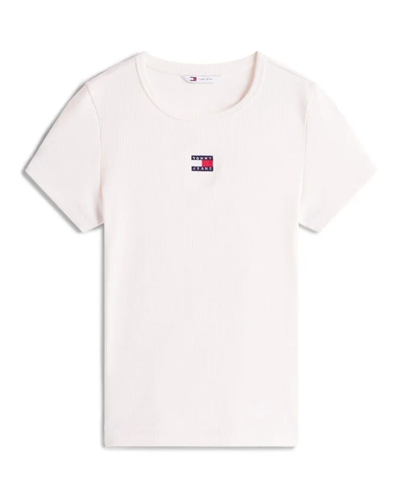 Tommy Hilfiger T-Shirt für Damen, gerippt, Regulär (Antikweiß Altweiß