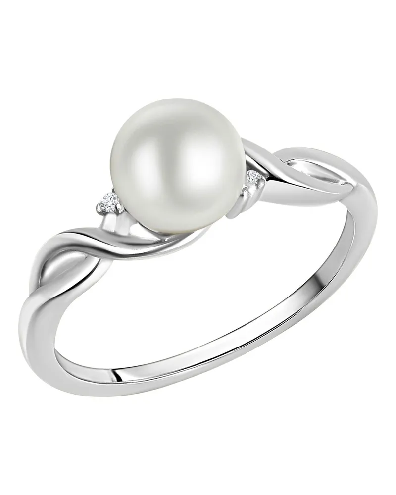 ZEEme Pearls Ring aus 925er Silber, rhodiniert mit weißer Perle und Zirkonia - Silber Silber