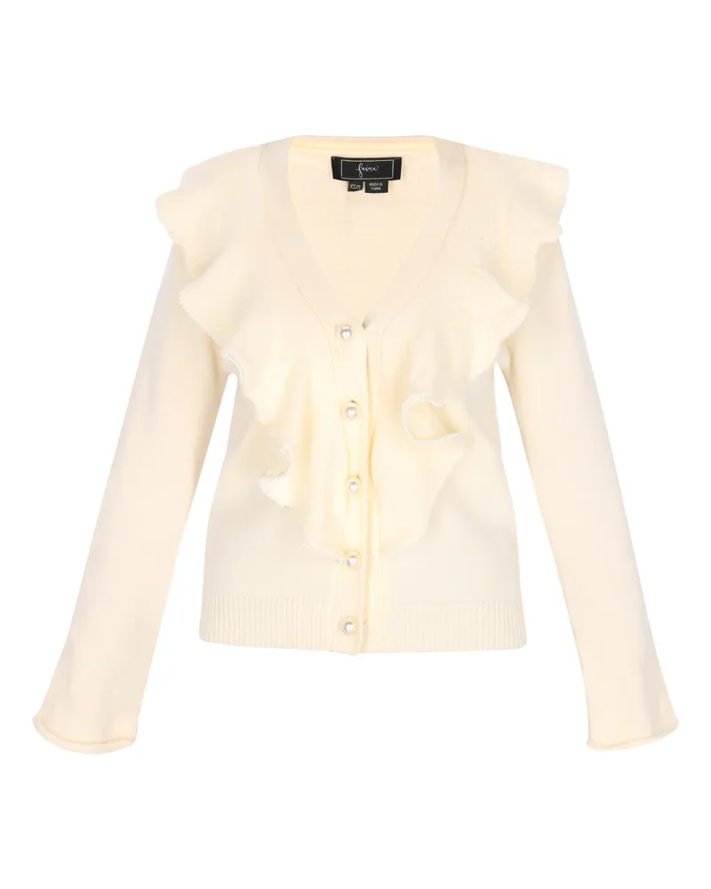 FAINA Strickjacke Damen Wollweiß Wollweiß