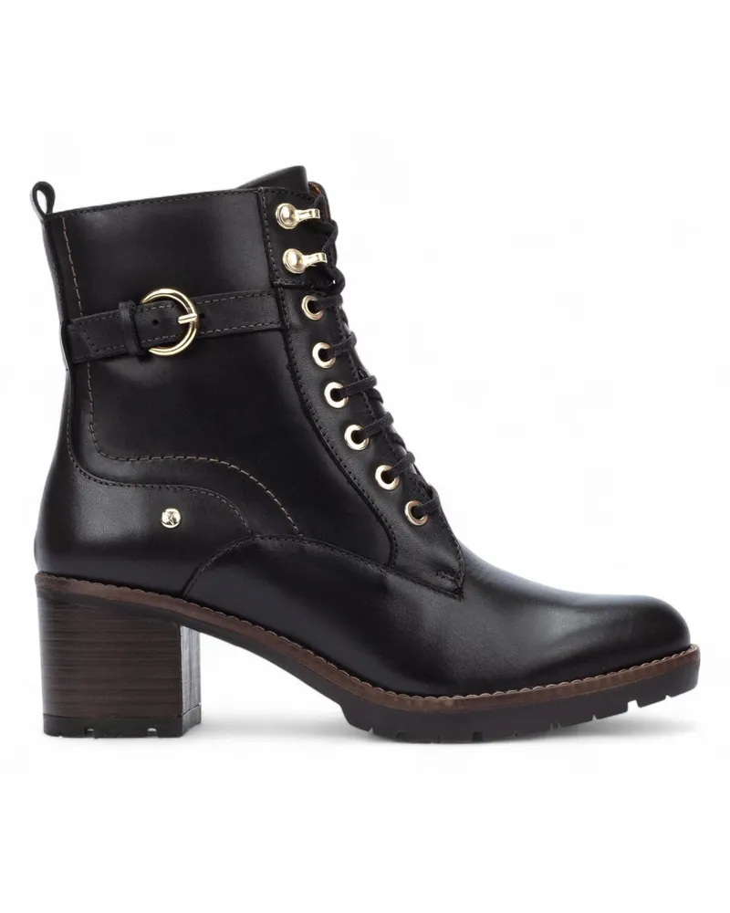 Pikolinos Combat-Stiefeletten mit mittelhohem Absatz für Damen — Llanes - Schwarz Schwarz