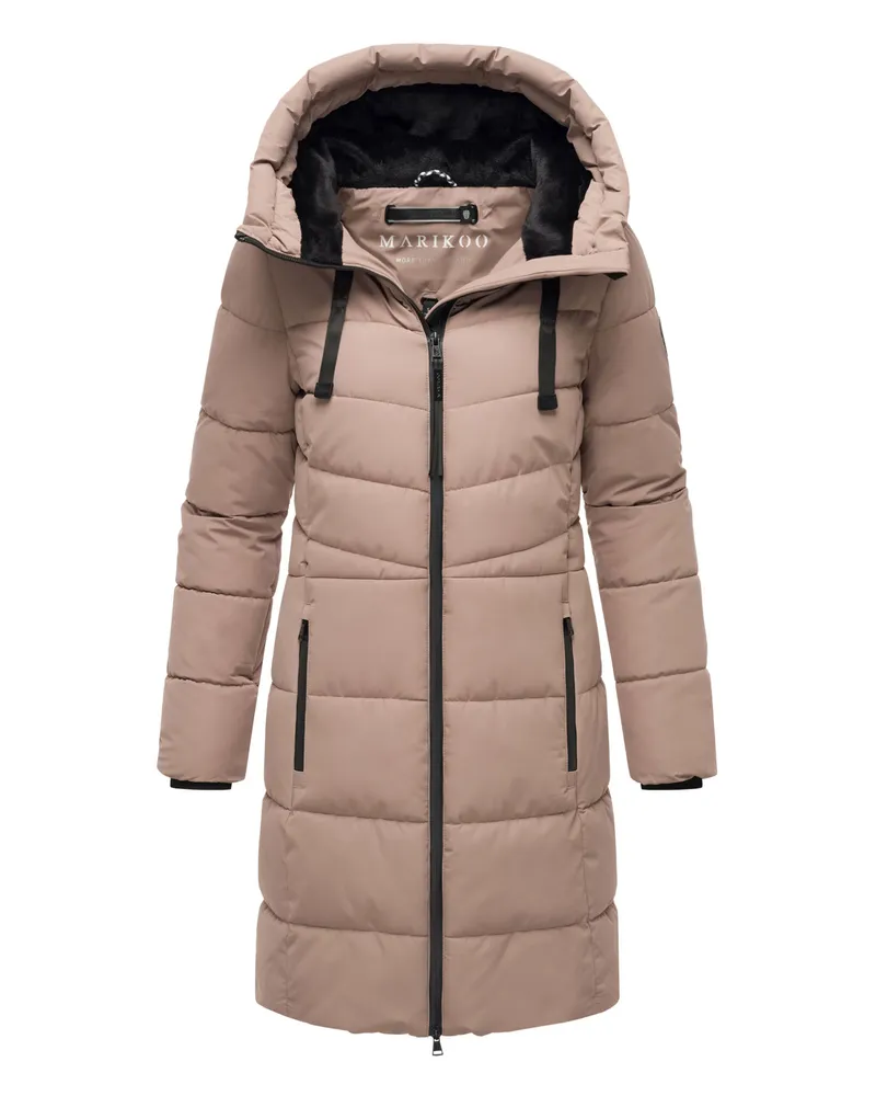 Marikoo Damen Winterjacke Natsukoo – warm, mit Teddyfell & Kapuze Grau